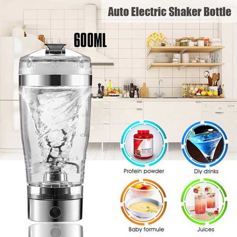 Top Portable Vortex Electric Protein Shaker Mixer Bottle 600ml Capacity Free Detachable Cup