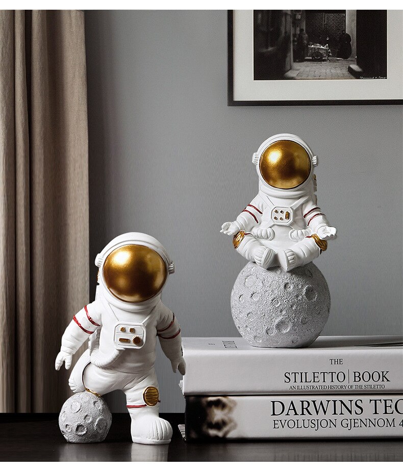 Astronaut Beeldje Voor Huisinrichting Kantoor Accessoires Ornamenten Voor Slaapkamer Woonkamer Decoratie Reson Standbeeld Art Sculptuur