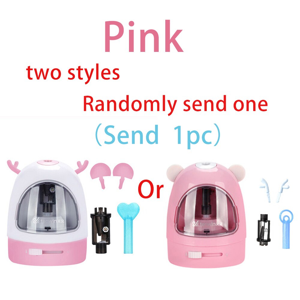 Children Automatic pencil sharpener Electronic Stationery Kids Safety Electric Switch Pencil Art School Office Supplies: Pink
