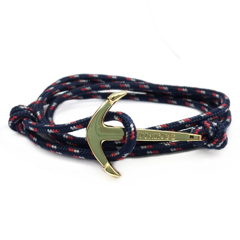 Retro Vikings Bracelet For Men Women Popular Male Multilayer Wrap Bangle Gold Color Handmade Anchor Bracelets SL017: 17