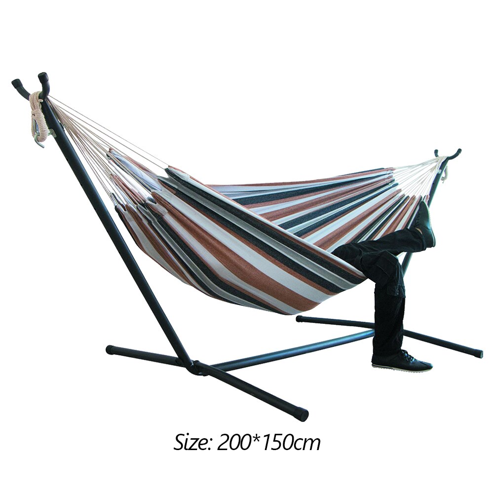 Canvas Hammock Thicken Leisure Stripe Double Single People Hanging Swing Bed Camping Hiking Swing Canvas Stripe Hammock: C