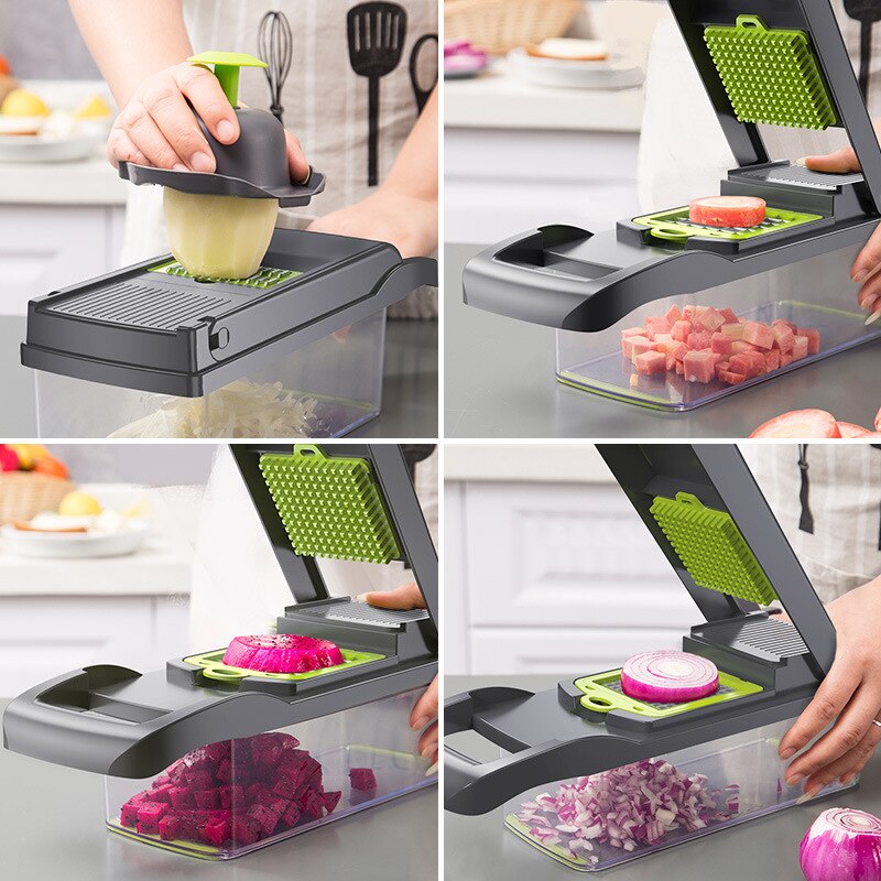 Manual Vegetable Slicer Multifunctional Fruit and Vegetable Cutting Machine Kitchen Practical Food Processor Drain Basket