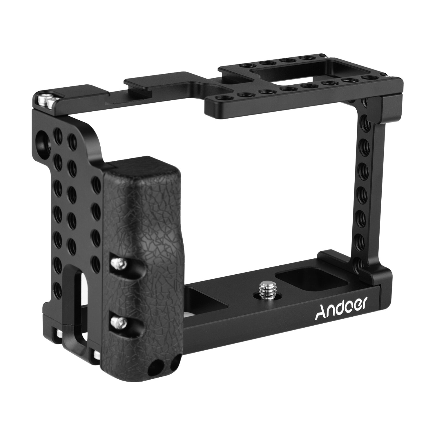 Andoer Aluminum Alloy Camera Cage Video Stabilizer with Cold Shoe Mount 1/4 Inch Screw Holes Compatible with SIGMA FP Camera