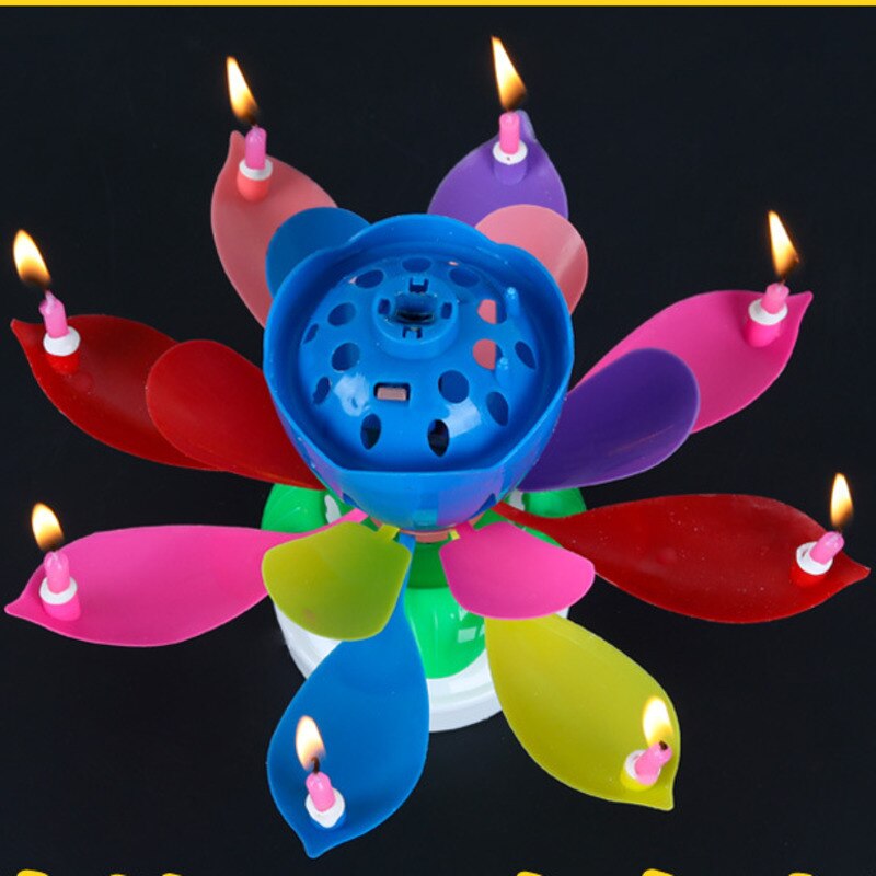 2 pièces Musical Lotus fleur bougie joyeux anniversaire bougie magique fleur anniversaire bougie pour bricolage décoration de gâteau de mariage