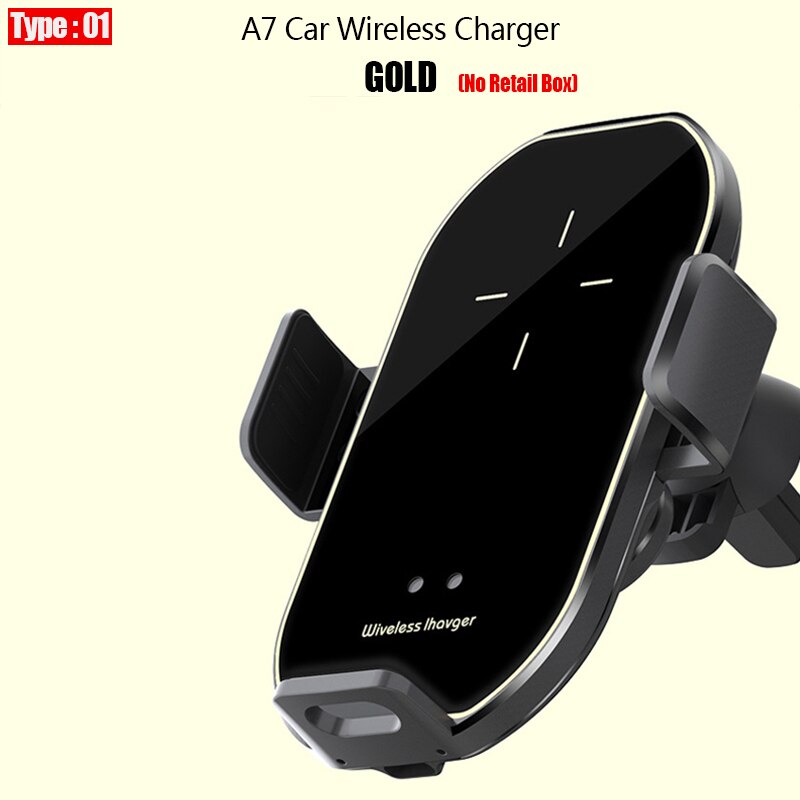 10 W Qi Draadloze Oplader Voor Iphone 11 Pro Xs Max X 8 Samsung S20 S10 Draadloze Snelle Opladen Infrarood automatische Auto Clip Beugel: Type 1 Gold