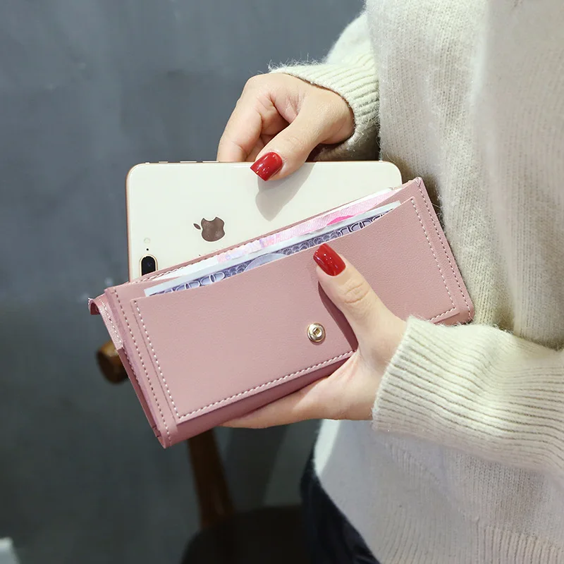 Wallet style for women Korean long style, fresh multi-function buckle, Japanese and Korean retro thin coin wallet