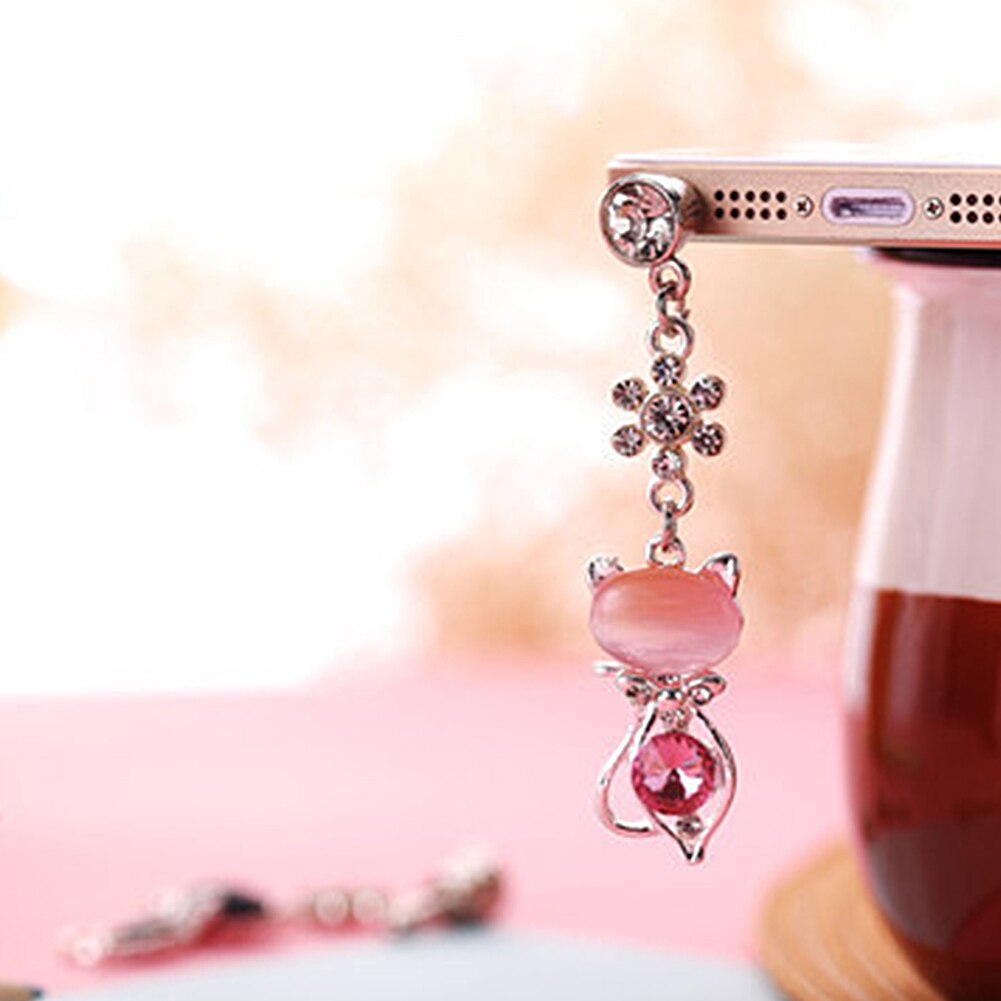 Lichtgewicht 3.5 Mm Jack Kat Crystal Anti Dust Plug Earphone Cap Stopper Earphone Jack Plug Leuke Kat Accessoires Voor Telefoon cup #2