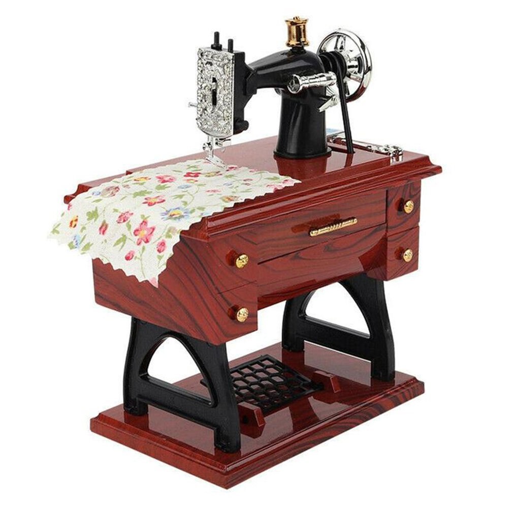 Trumpet Sewing Machine Music Box Nostalgic Simulation Music Box great Retro sewing machine music box