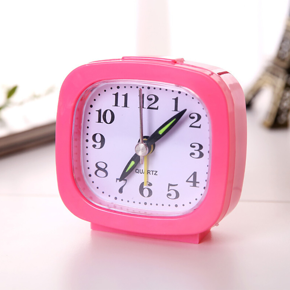 Mini Wecker hintergrundbeleuchtung Platz Kleine Bett Compact Travel Quarz Beep Wecker Niedlich Tragbare Kleine Wecker B1: A