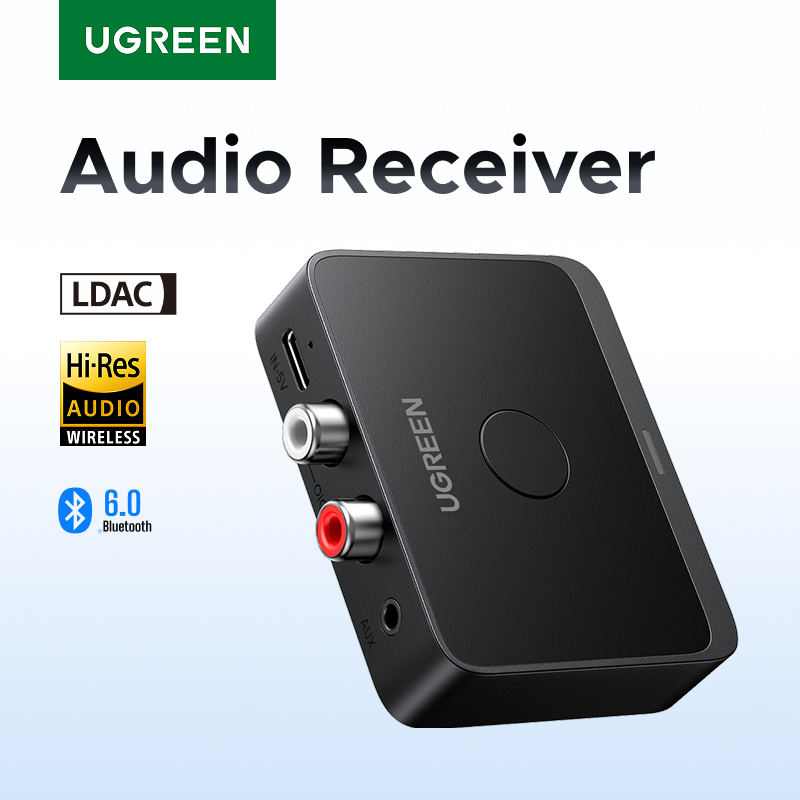Ugreen aux receptor bluetooth ldac aac hi-fi 3.5mm jack 2rca rca áudio bluetooth 6.0 adaptador receptores 15h para carro alto-falante pc