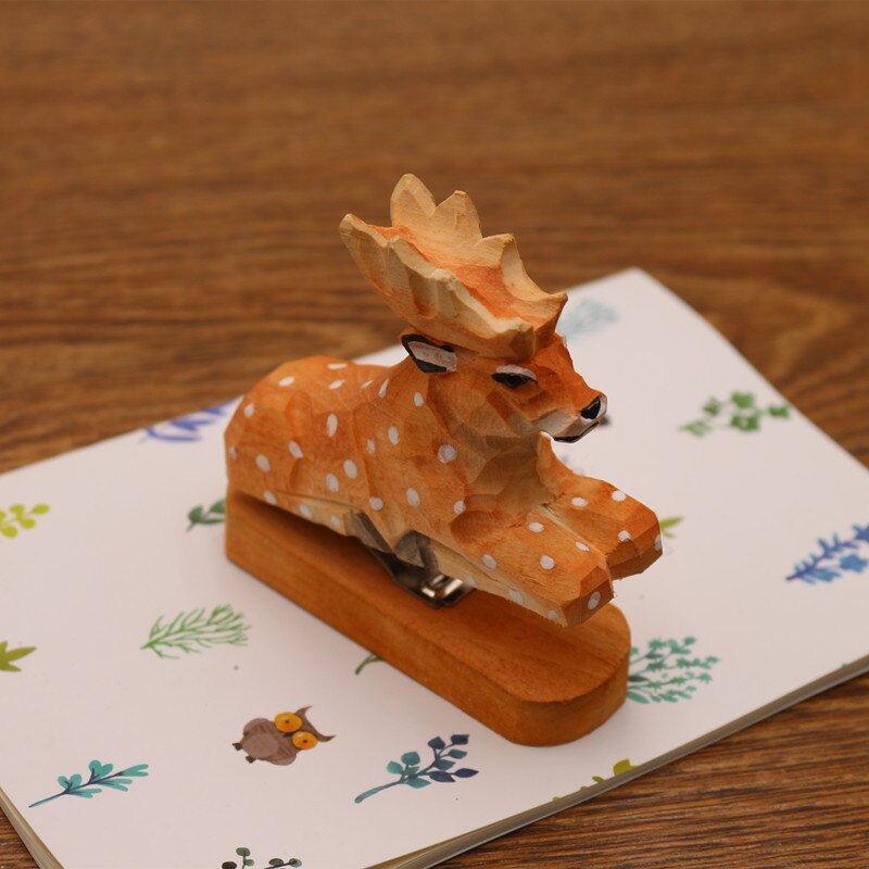 Handicraft Wooden Animal Stapler Office Supplies Wooden Stationery Stapler School Business Office
