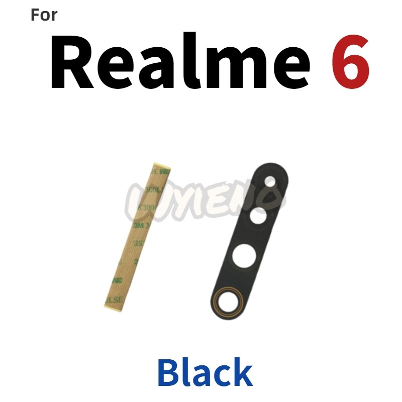 Wyieno preto novo voltar grande câmera traseira lente de vidro para oppo realme 3 5 6 c3 x50 pro lente da câmera: for Realme 6