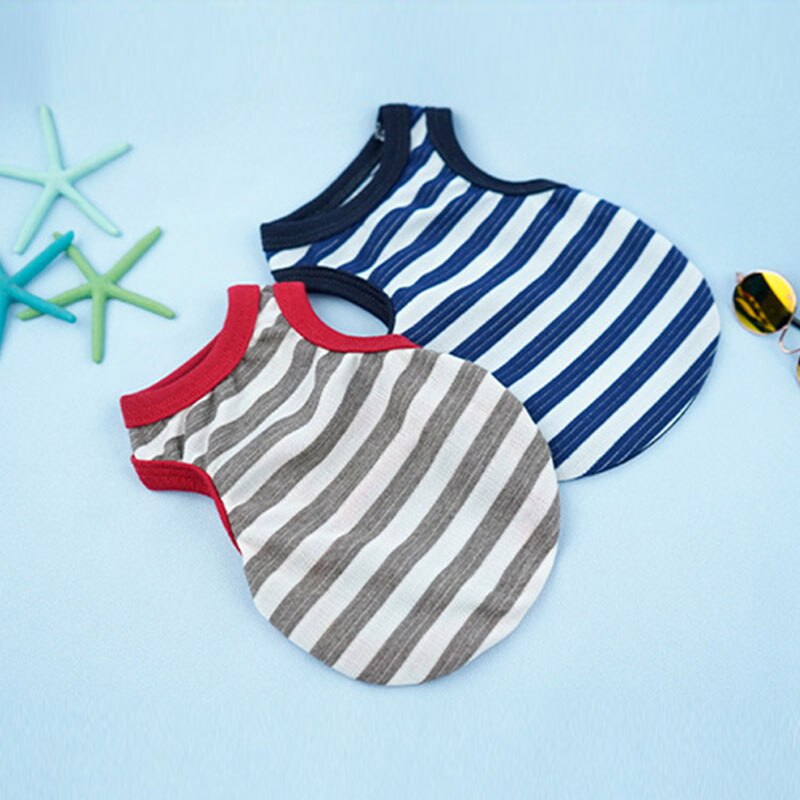 Gilet sans manches en coton pour chien, T-shirt d'été à rayures, confortable, respirant, Simple, vêtements pour animaux de compagnie, pour petit chien et chat