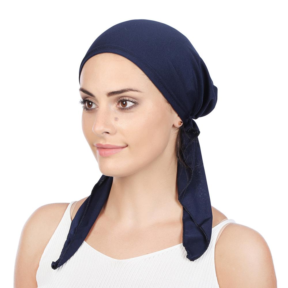 Gorro de hijab musulmán para mujer, pañuelo árabe para la cabeza, listo para usar, turbante, color sólido