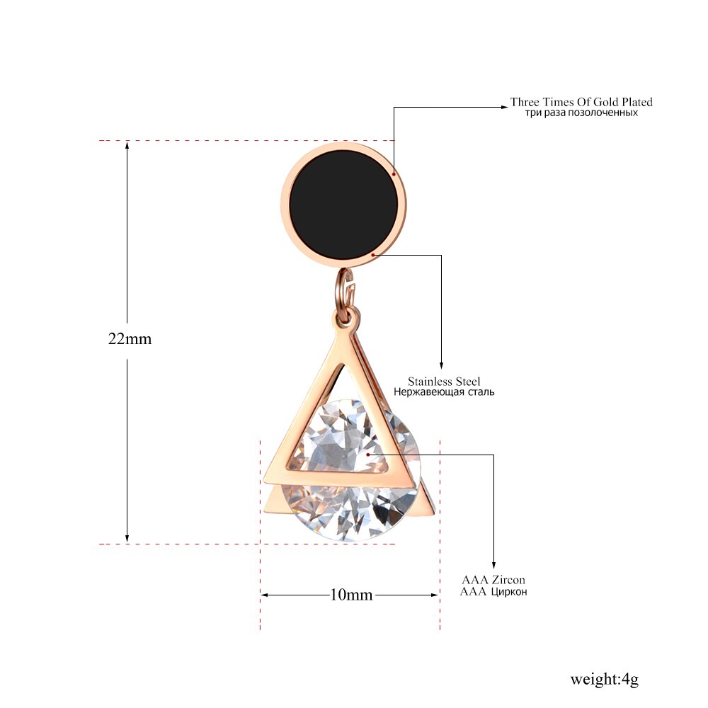 Lokaer Zirkonia 2 schichten Dreieck Stahl Zucht Ohrringe charmant Schmuck Für Frauen Mädchen E18043