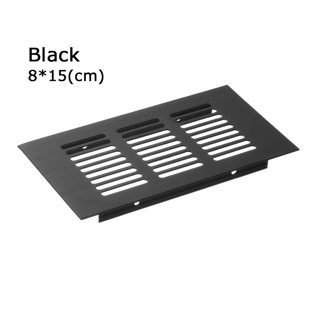 Rejilla de ventilación de aleación de aluminio para armario, cubierta de orificios, adornos, rejilla de ventilación: black-8x15cm-