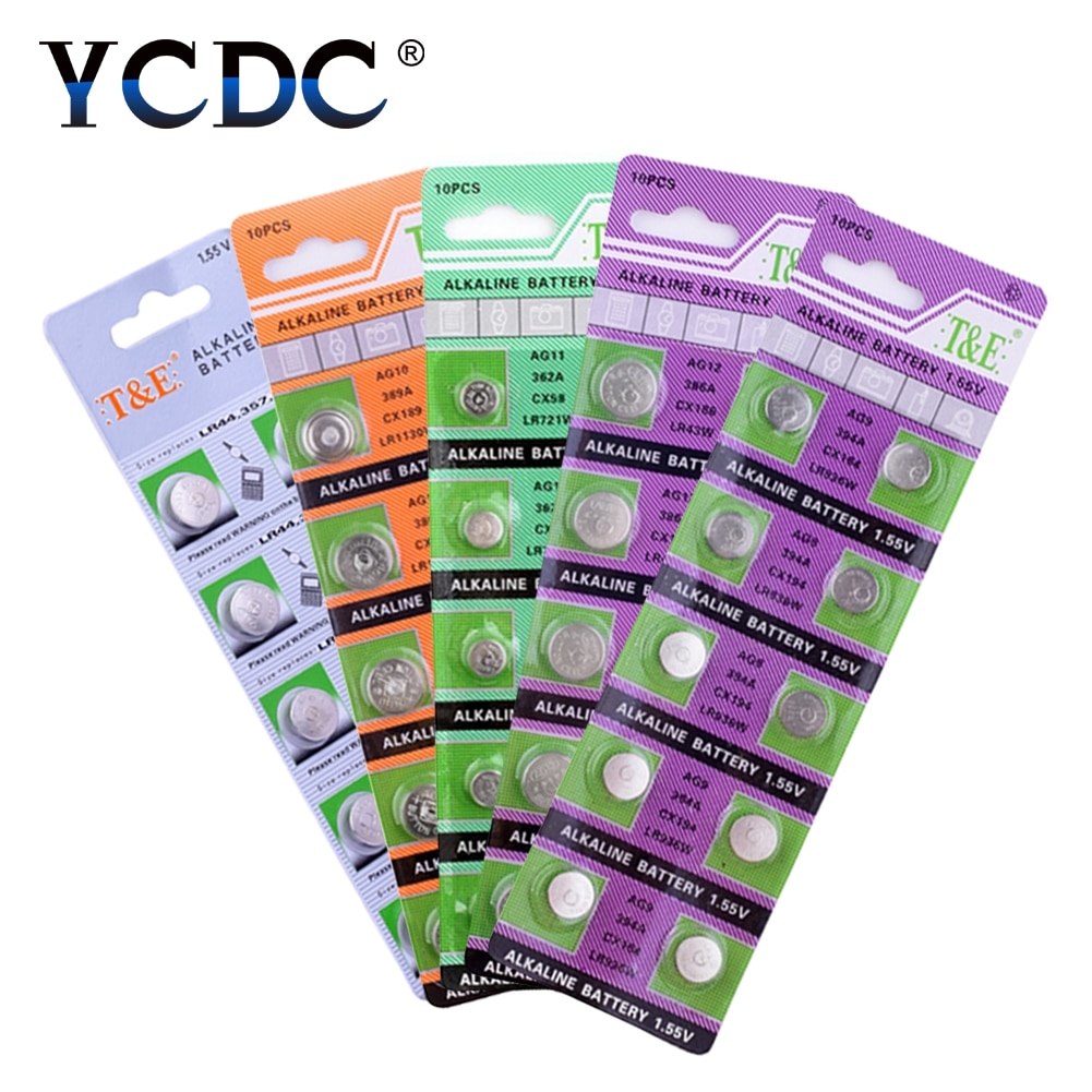 YCDC 10pcs button cell battery AG6 AG12 AG8 AG9 AG10 AG11 1.5V lr1130 bateria pile ag6 pour montre
