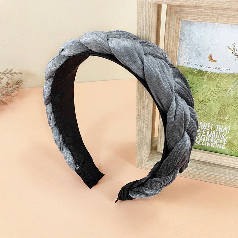 Nova moda feminina bandana larga lateral hairband cruz nó trança adulto turbante macio flanela acessórios de cabelo: as picture 4