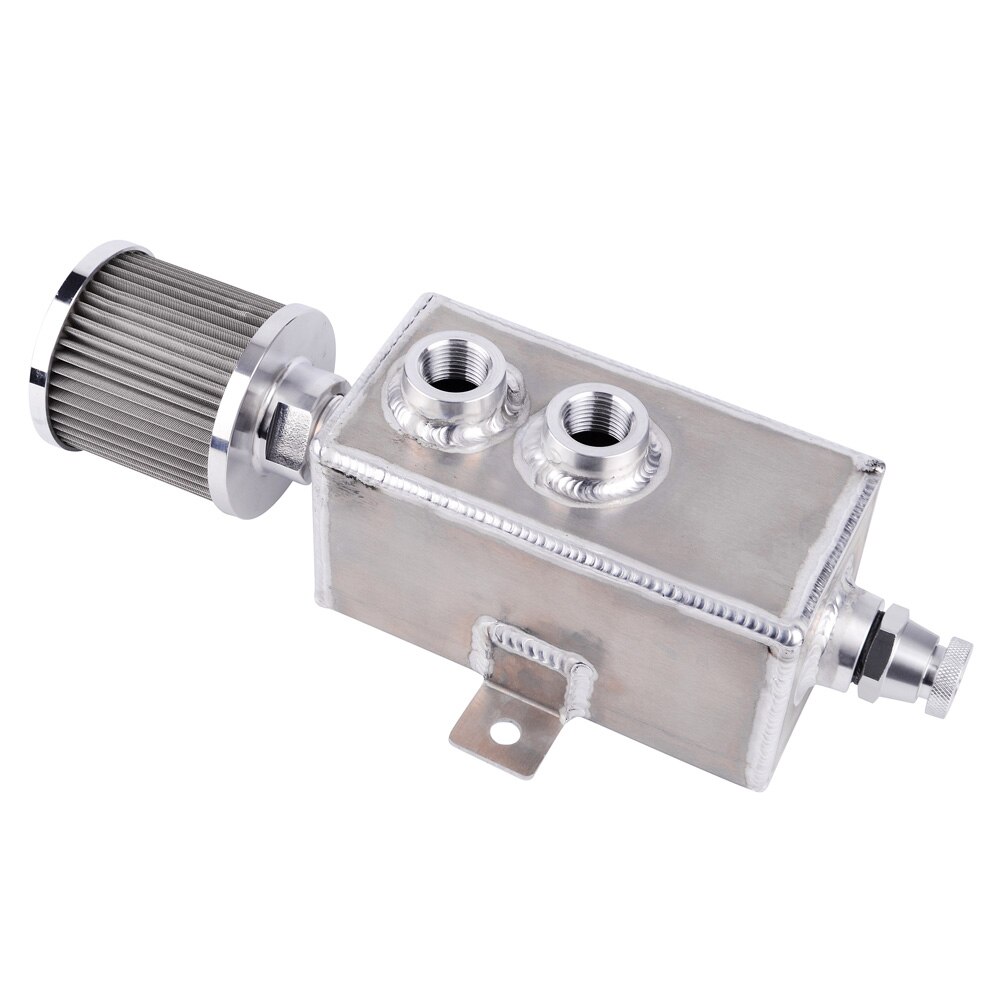 Réservoir de carburant en aluminium 1L | Voiture universelle, prise d'huile, bidon réservoir de carburant avec renflard et filtre robinet de vidange avec filtre à huile, raccord AN10