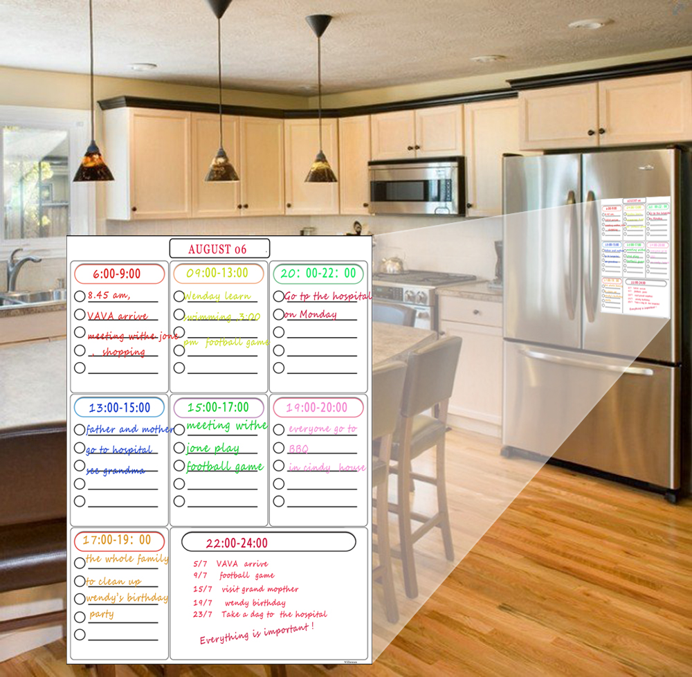 Magnetisk veckoplanerare whiteboard kylskåp kontor torrradering kalender familj måltidsplanerare memo board inköpslista