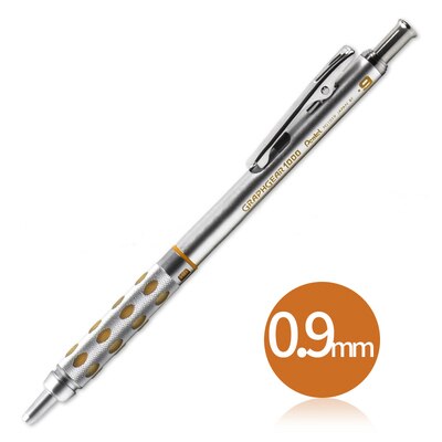 1 styk pente graphgear 1000 aluminium tønde tegning mekanisk blyant 0.3/0.5/0.7/0.9mm: 1 stk 09mm