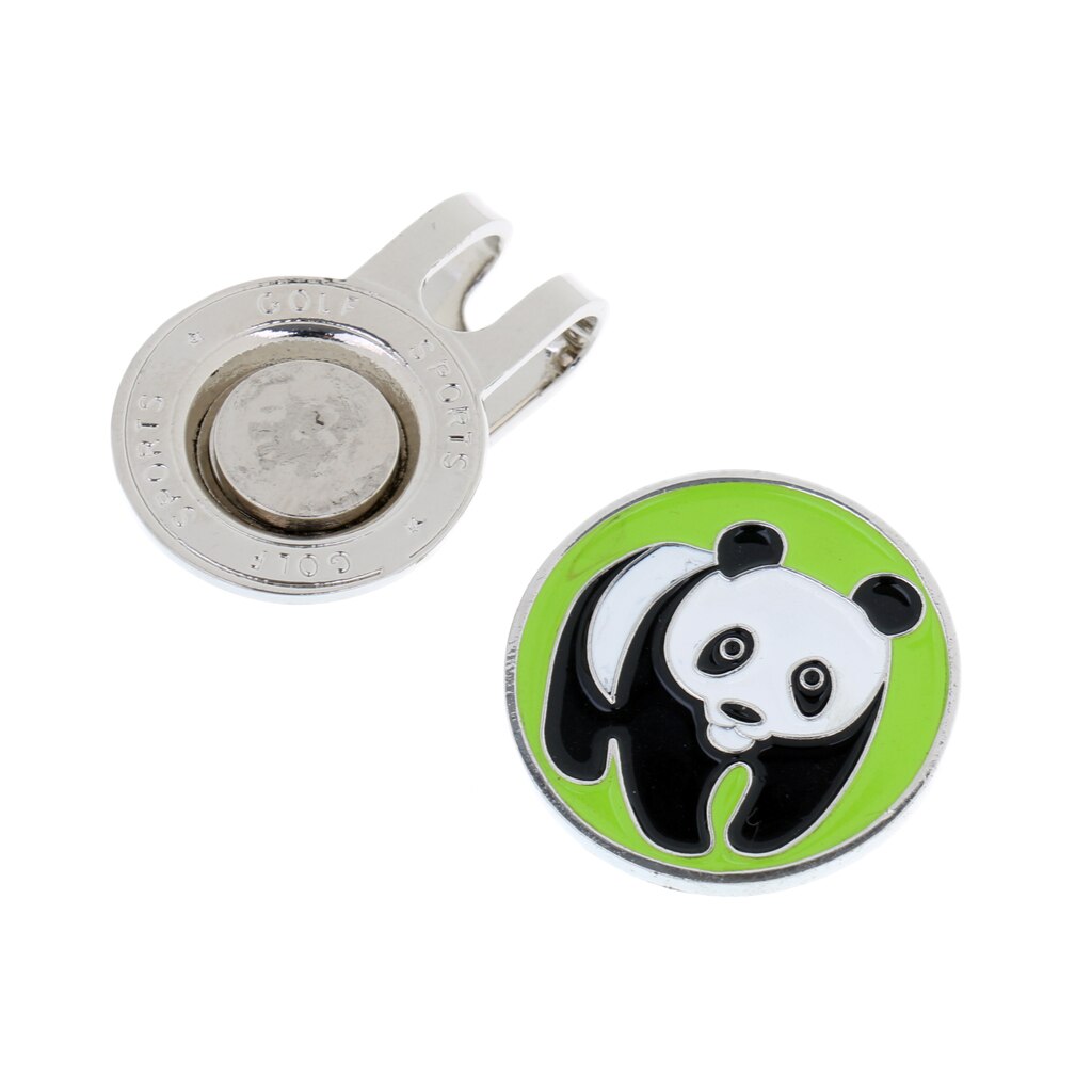 Metal Panda Magnetic Golf Ball Marker Accessory with Hat Clip Golfer