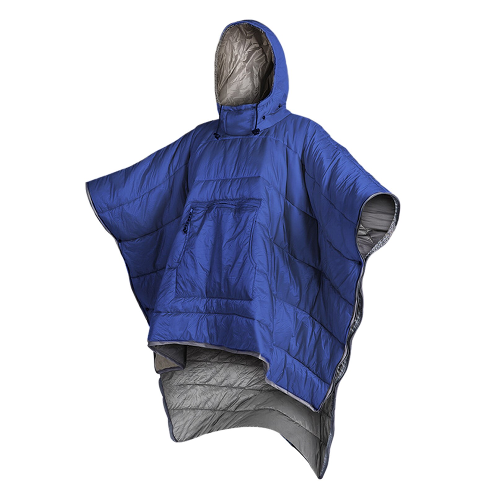 Vandtæt sovepose kappe poncho camping varm sove quilt udendørs camping sove tæppe quilt frakke med hætte: Mørkeblå