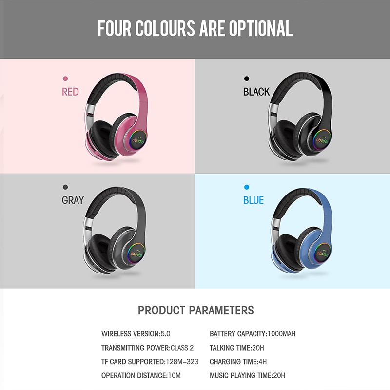 1000mAh battery wireless headset Bluetooth headset foldable Bluetooth headset 3D stereo gaming headset 6 sound equalizer modes