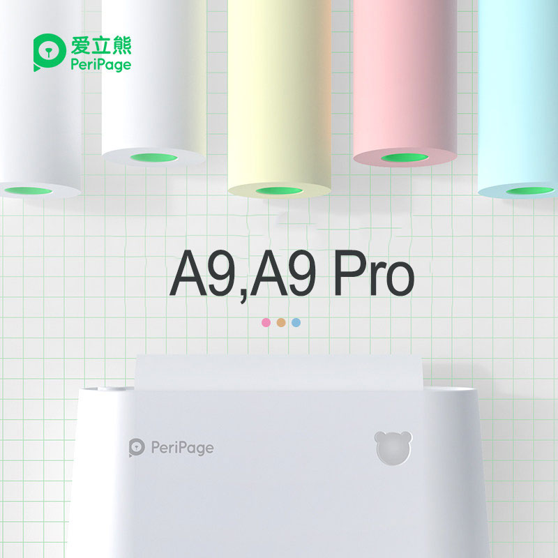 Peripage  a9 mini bærbar termisk skriver lomme foto termisk skriver 58mm utskrift trådløs bluetooth android ios skrivere