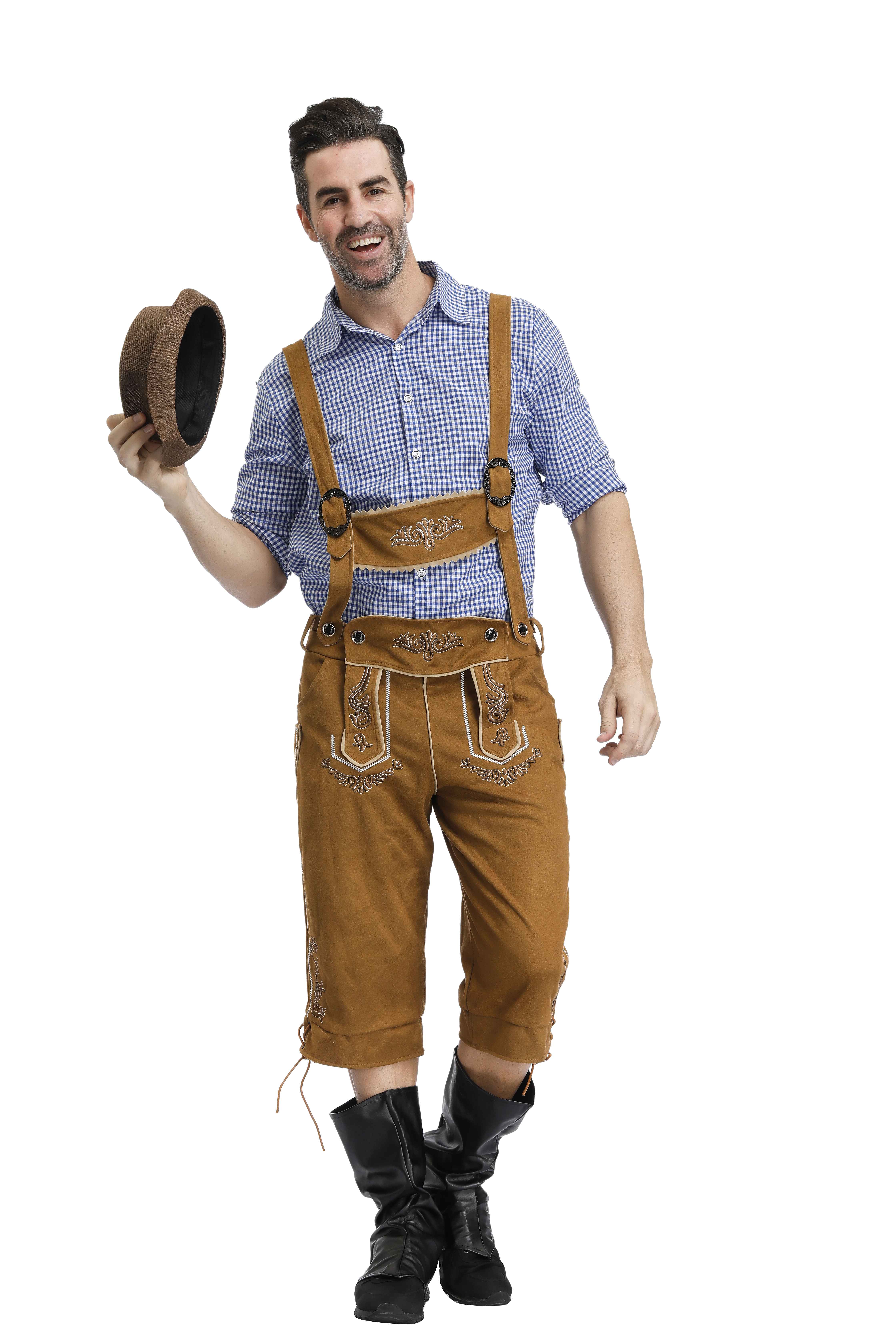 Männer der Oktoberfest Lederhosen mit Hosenträger Hütte Kostümich einstellen Für Mann Party Cosplay Kellner Bauer Spiel Kostümich