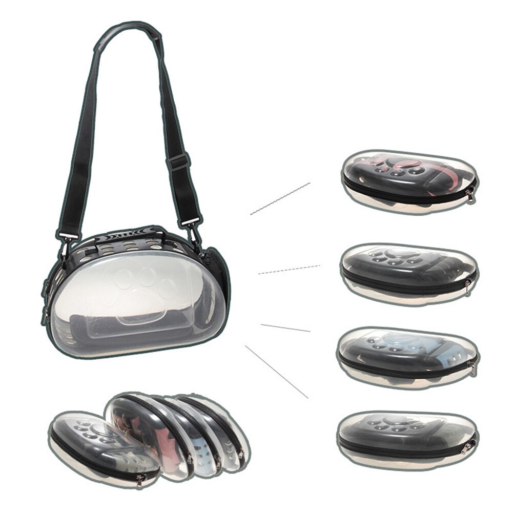 Dog Cat Portable Folding Transparent Handbag Carrier Shoulder Travel Carry Bag