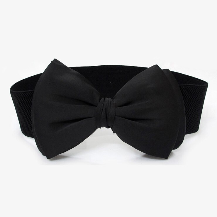 Kasure-cinturilla elástica con lazo grande para mujer, cinta elástica de Color sólido, cinturón de cintura con lazo, decoración de vestido, Cumerbunds