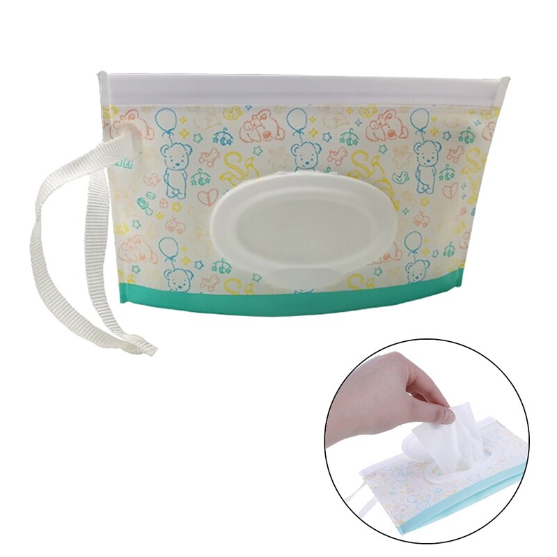 Snap Band Draagbare Baby Natte Doekjes Doos Doekjes Container Milieuvriendelijke Dragen Clamshell Cosmetische Schoonmaken Doekjes Gevallen 23*13.5Cm: as picture