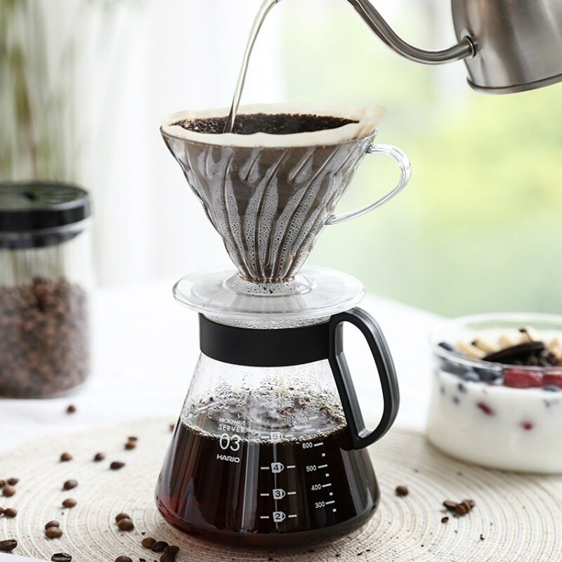 V60 Pour Over Glass Range Coffee Server Carafe Drip Coffee Pot Coffee Kettle Brewer Barista Percolator Clear