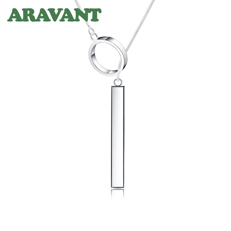 Zilver 925 Lange Cirkel Bar Hangers Ketting Kettingen Voor Vrouwen Valentijnsdag Mode-sieraden