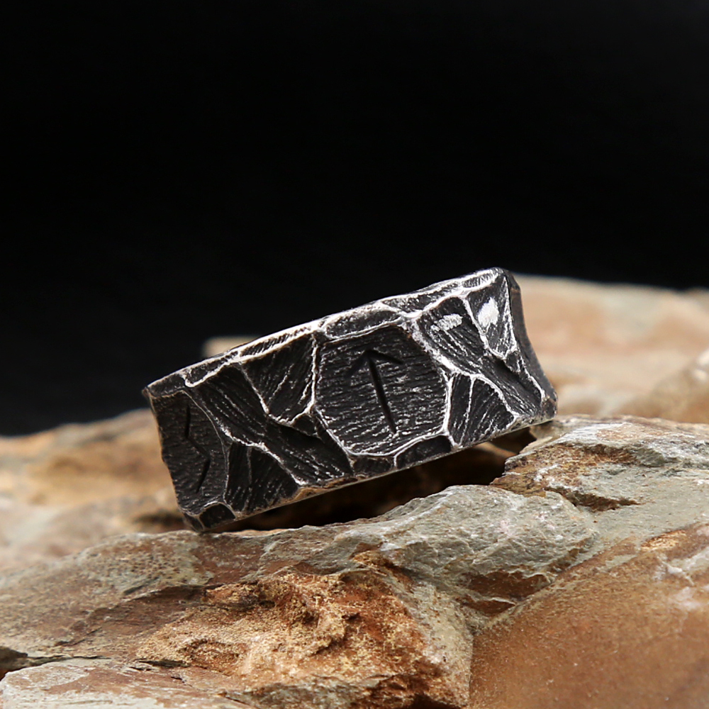 Bagues Rune Viking nordique Vintage en acier inoxydable pour hommes et femmes, Punk motard Couple amulette, bijoux , directe