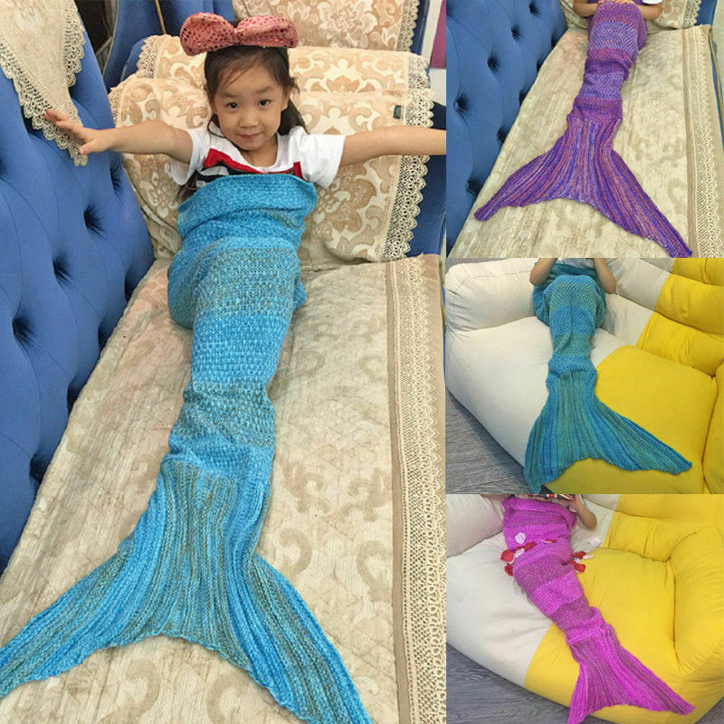 Kids Mermaid Staart Deken Gehaakte Mermaid Deken Voor Kinderen Super Soft Alle Seizoenen Slapen Gebreide Dekens