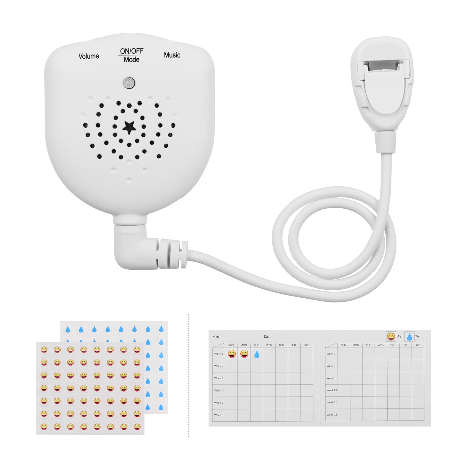 Plaswekker Oplaadbare Voor Baby Volwassen Oudere Pee Alarm Enuresis Sensor Zindelijkheidstraining Led Licht Muziek Nummers Trillingen Modus