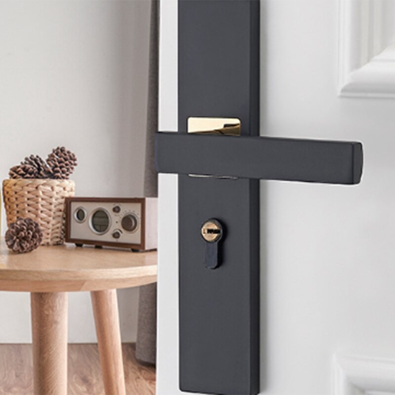 Minimalist Door Lock Continental Bedroom Door Handle Lock Interior Anti-Theft Room Safety Door Lock Aluminum Alloy Mute Gate Loc