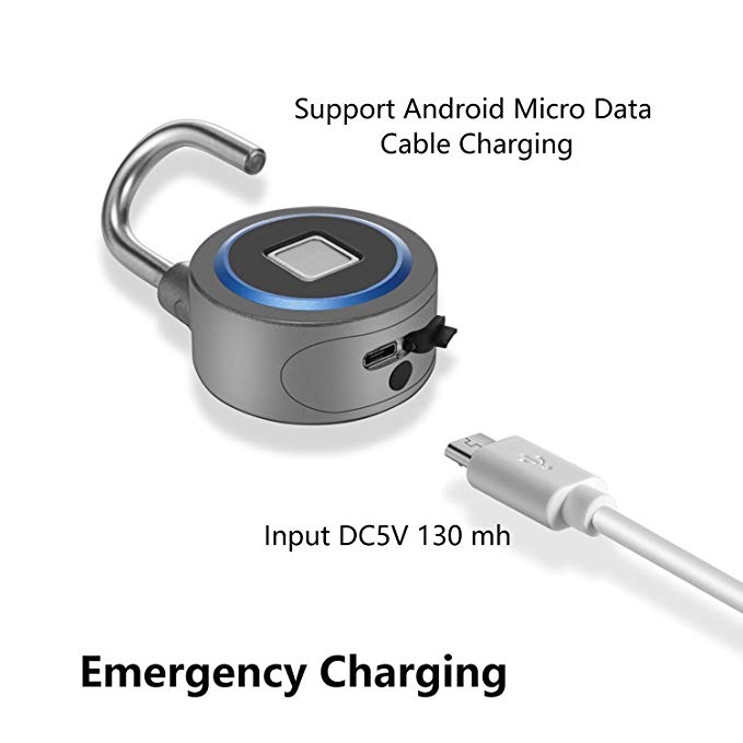 Fingerprint Padlock Bluetooth Keyless Biometric Lock Waterproof USB Charge Lock for Android IOS System