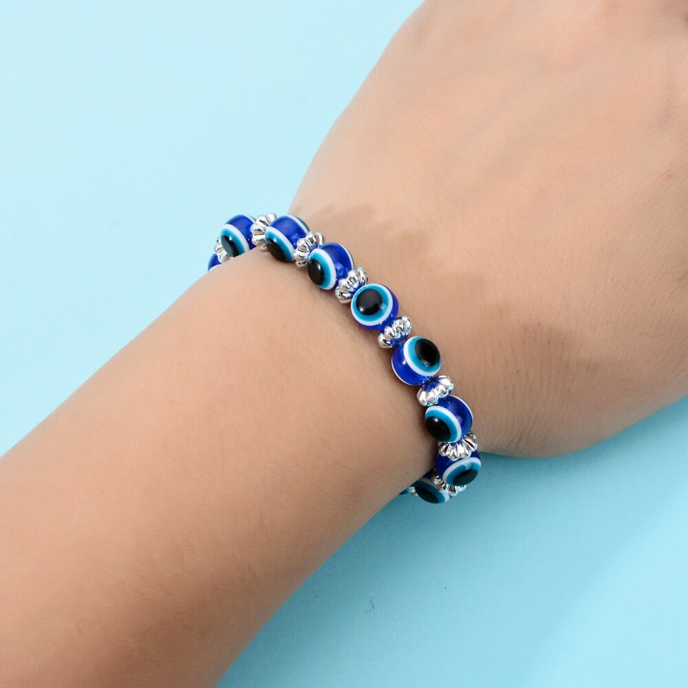 Ronde Turkije Blue Evil Eye Armband Elastische Streng Kralen Armband Voor Vrouwen Mannen Manchet Stretch Party Sieraden