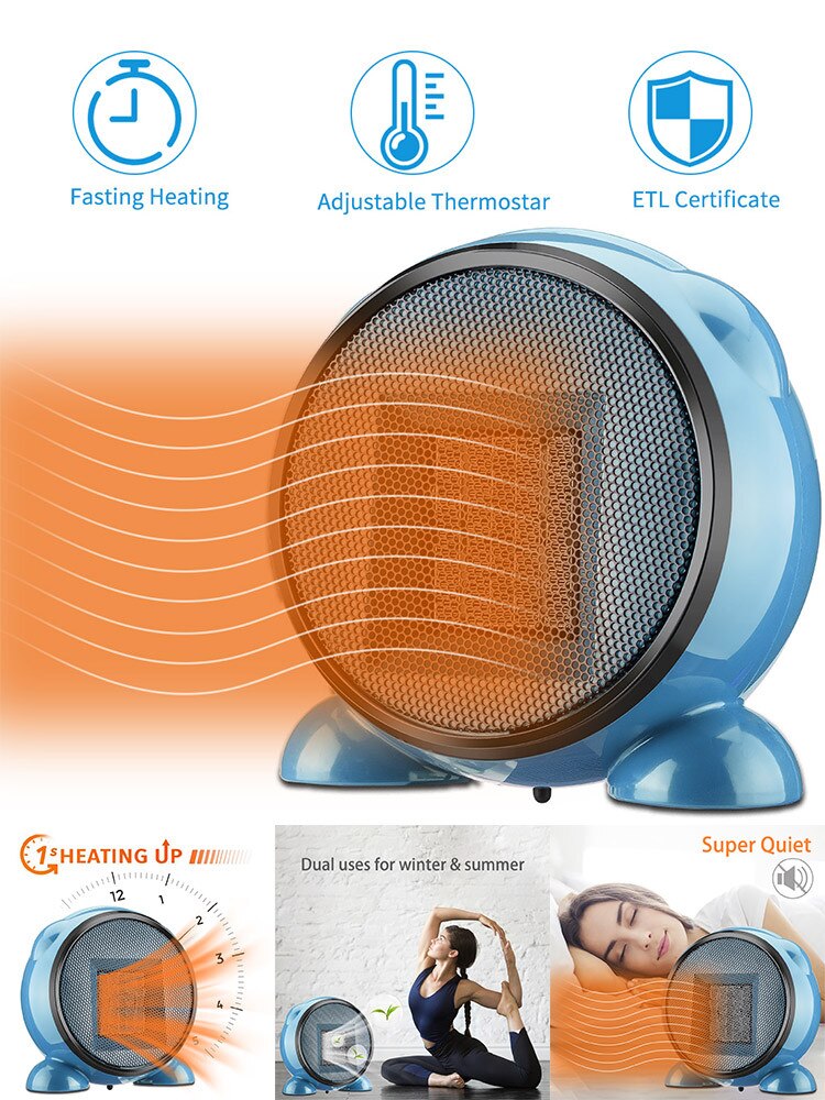 Wall Electric Heater Mini Fan Heater Desktop Household Wall Handy Heating Stove Radiator Warmer Machine for Winter EU Plug