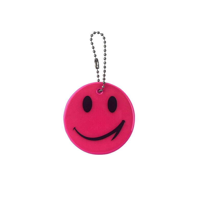 6cm schattige reflecterende smiley sleutelhangers, tashangers, accessoires, sleutelhangers voor zichtbaar verkeer, veilig gebruik 65mm: Roze