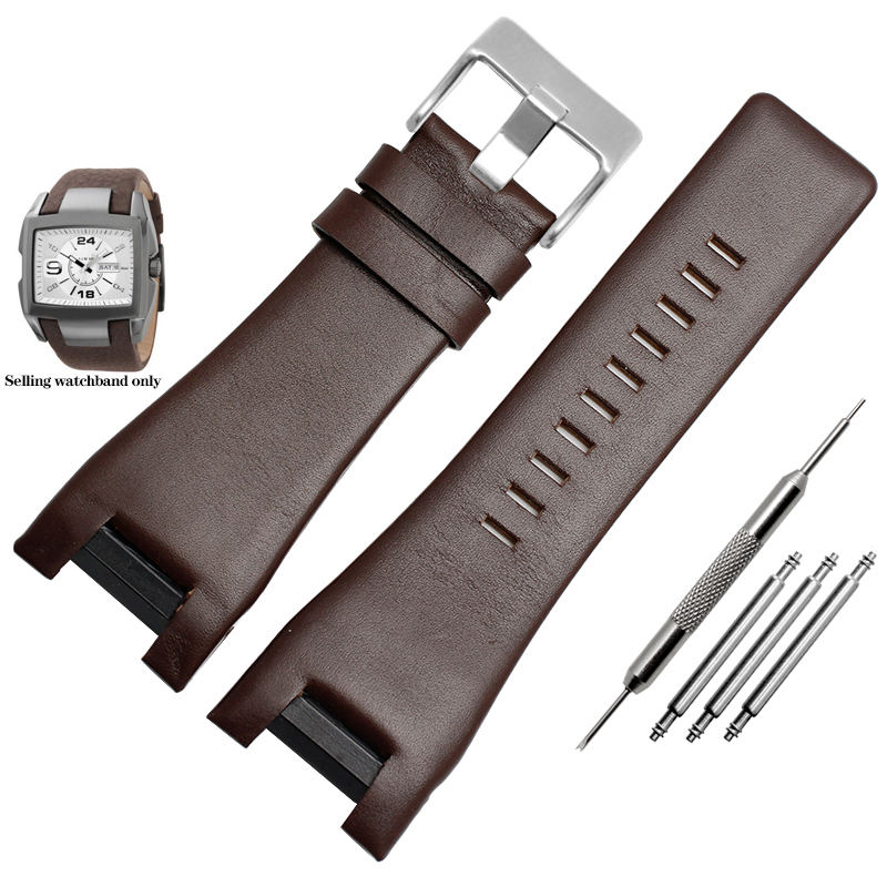 Bracelet de montre en cuir véritable pour Diesel DZ1216 DZ1273 DZ4246 DZ4247 DZ287: Red black