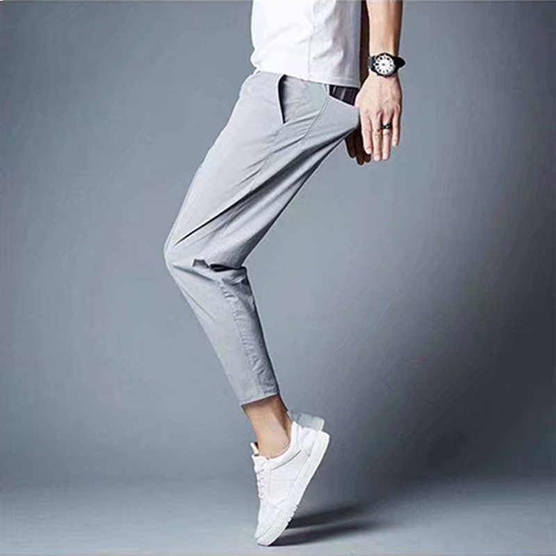 Is silke åndbare joggers herre solide herre haremsbukser sommer fitness afslappet ankellange herrebukser streetwear herrebukser