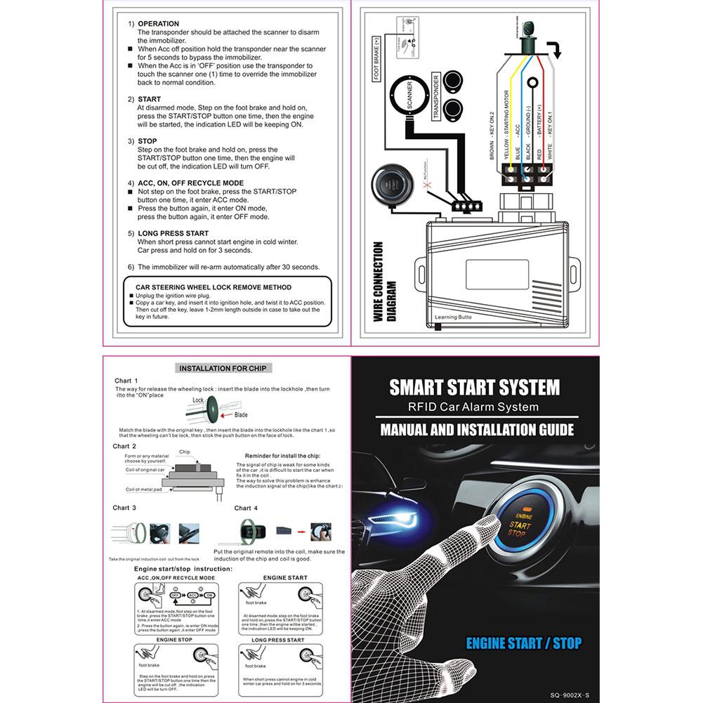 Key Less Start System Car With RFID Engine Lock 12V Anti-theft Automatically Locks Start Stop Push Button Ignition System Starte