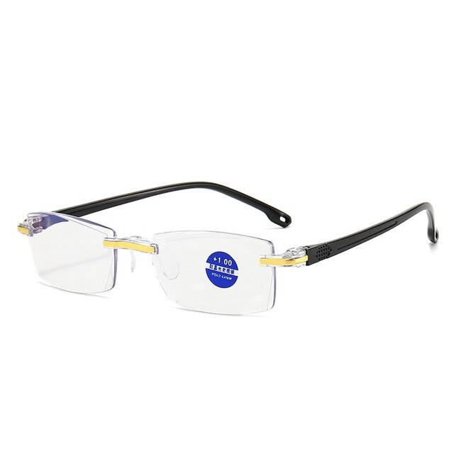 Leesbril Dames Ultra Licht Randloze Leesbril Anti-Blauw Licht Anti-vermoeidheid Computer Oogbescherming + 50 Tot + 400: + 50 / Gold