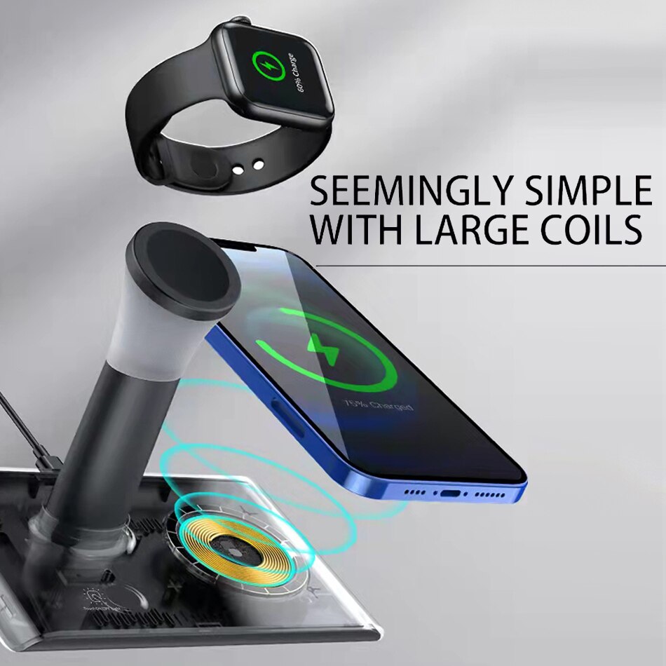 50W 3 in 1 Wireless Charger for iPhone Airpods App... Grandado