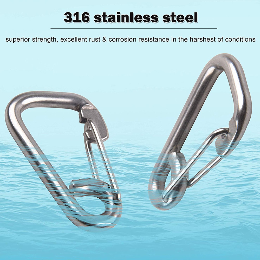 5Pcs 316 Stainless Steel Climbing Carabiner Multif... Grandado