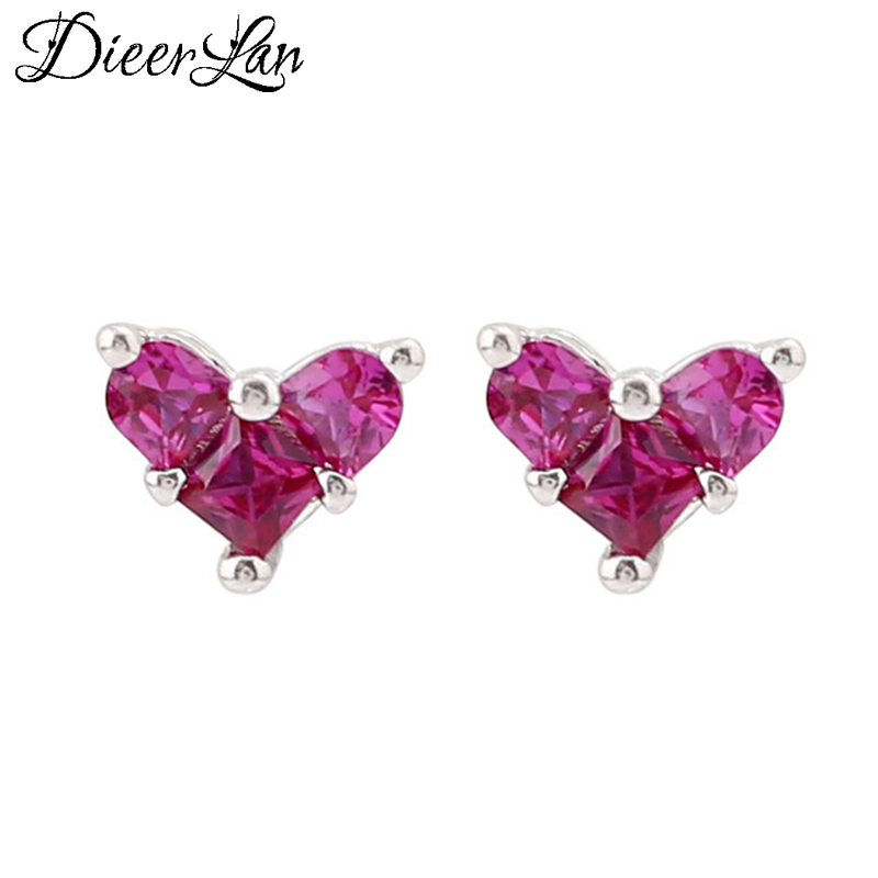 DIEERLAN Dubai Rhinestone Sets Jewelry for Women 925 Sterling Silver Red Heart Choker Necklaces Earrings Pendientes Brincos